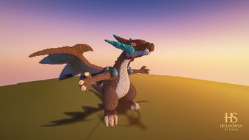 🔥 Gigantic Charizard X 3D Statue in Minecraft – Dark Mega Evolution Pokémon Build (schem + litematic) 🐉⚡ Minecraft Map & Project