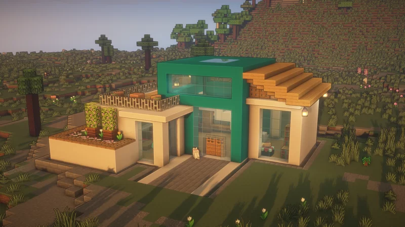 Modern House Cyan #4 Minecraft Map