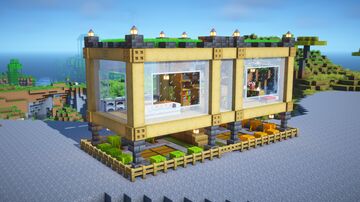 Lvl.2 Modern Wood Survival Base +Tutorial 🏡(71.2) Minecraft Map & Project