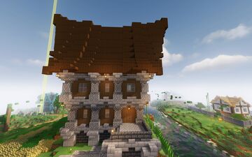 medieval house with a large roof Minecraft Map & Project