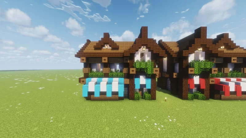 RED AND BLUE MEDIEVAL SHOPS (schematic) Minecraft Map