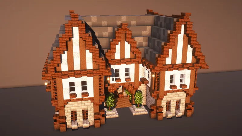 Minecraft Gable Design 🏰 Triple Gable Tudor Townhouse Minecraft Map