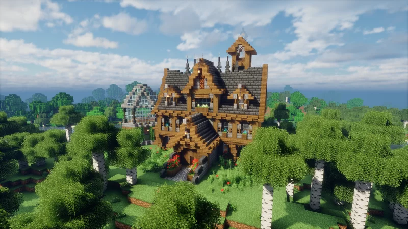 🪵Nordic Forest Manor – Minecraft Survival House Minecraft Map