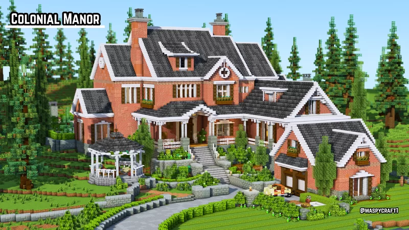 Survival Mega Base! Brick Mansion - Downloads available! Minecraft Map