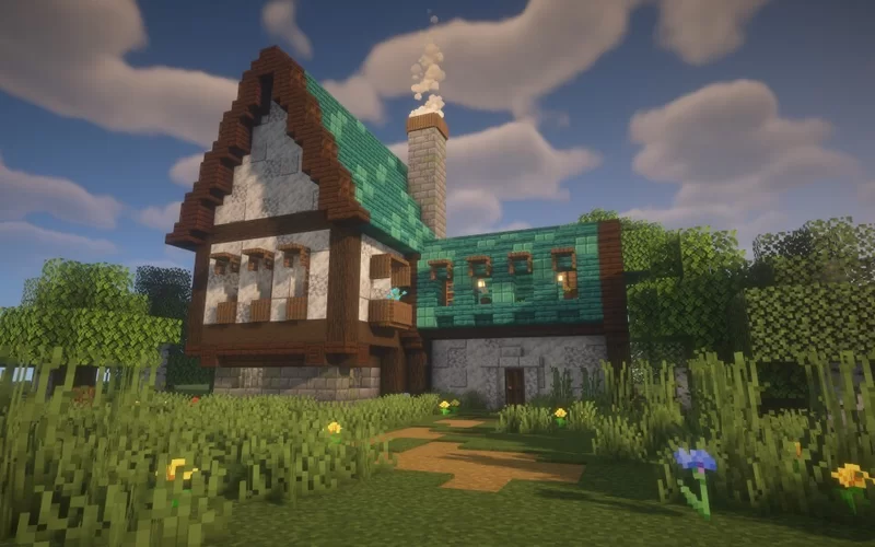 Beautiful House in Medieval style Minecraft Map