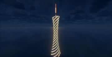 桐月塔MoonKiri Tower [500+ Height] - Canton Tower Inspired Landmark - schematic download Minecraft Map & Project