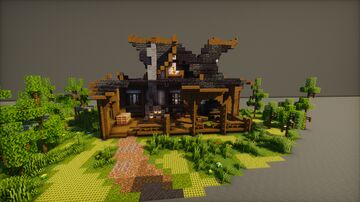 Simple Medieval Fantasy House 2 I Ruined House I Interior - 3 roof colors I Download Minecraft Map & Project