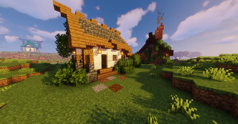 Starter House with Stable and Interior Minecraft Map