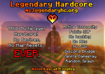 🔥 LegendaryHardcore 🔥 | TRUE Multiplayer Hardcore! No Revives, No Map Resets. EVER. Minecraft Server