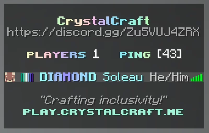 LGBTQ+ Server - CrystalCraft (1.21.4 & 13+) Minecraft Server