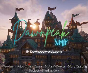 Dawnpeak SMP [1.21.10]   |   Proximity Voice Chat   |   Custom Mobs & Bosses   |   More Crafting Recipes   |   Hardmode Minecraft Server