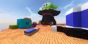 Print de uma partida de BedWars no GladMC, com ilhas suspensas, equipes protegendo suas camas e jogadores em uma disputa intensa pela vitria.
