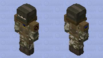 Ukrainian soldat with full body armor - bedrock Minecraft Skin