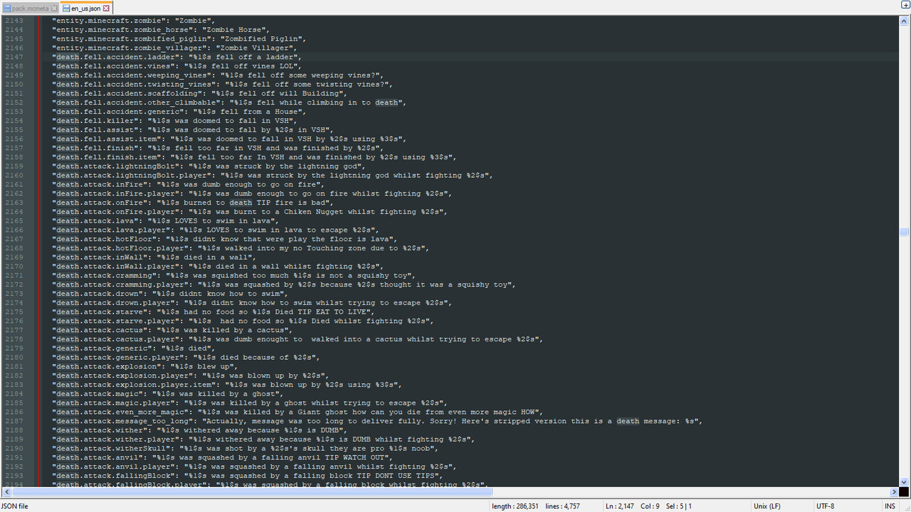 Different Death Messages Minecraft Texture Pack