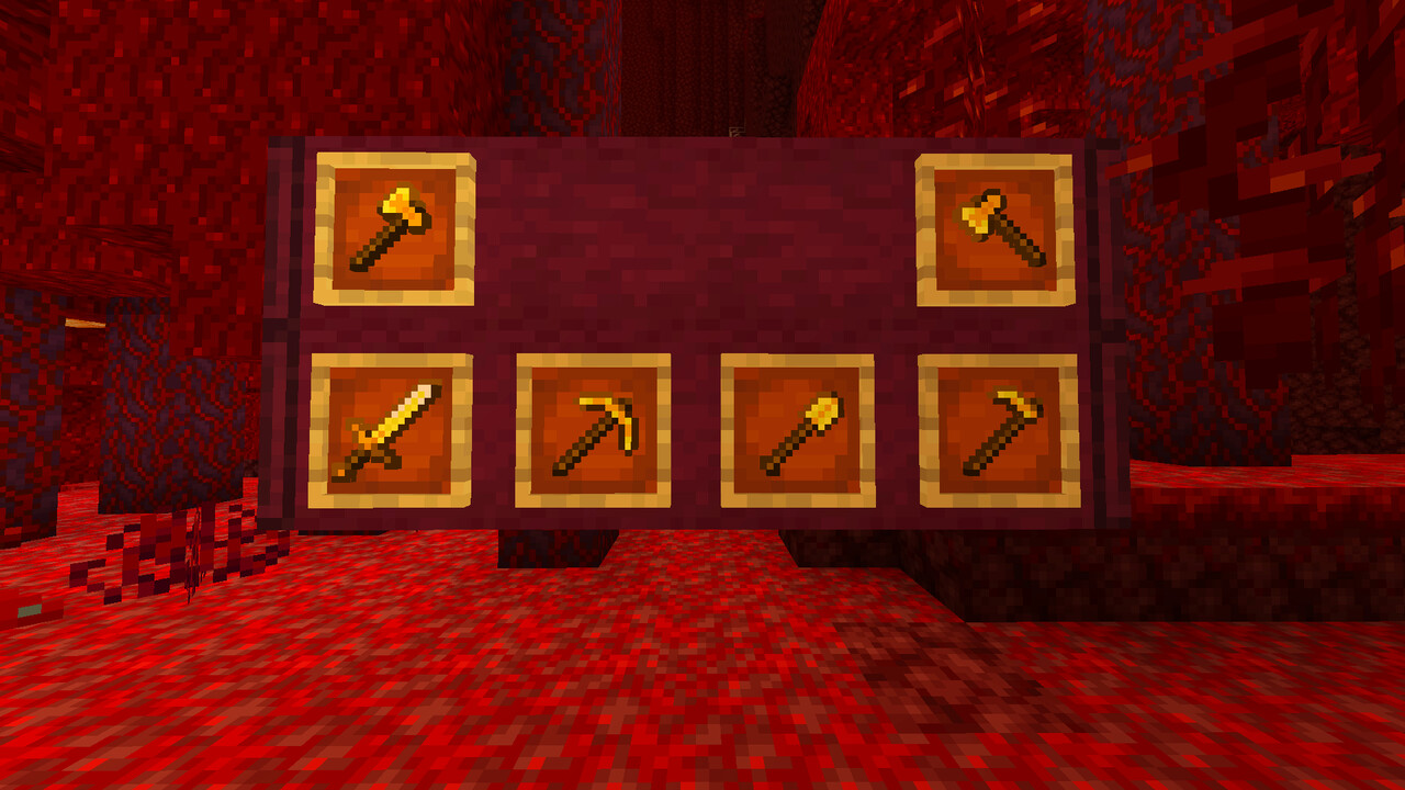 Crimson Gold Tool Rods Minecraft Texture Pack