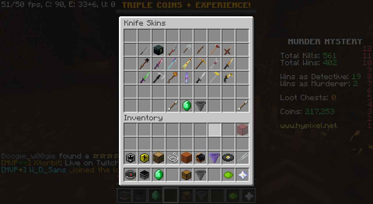 Hypixel Murder Mystery Knife skins! 1.12.2! Minecraft Texture Pack