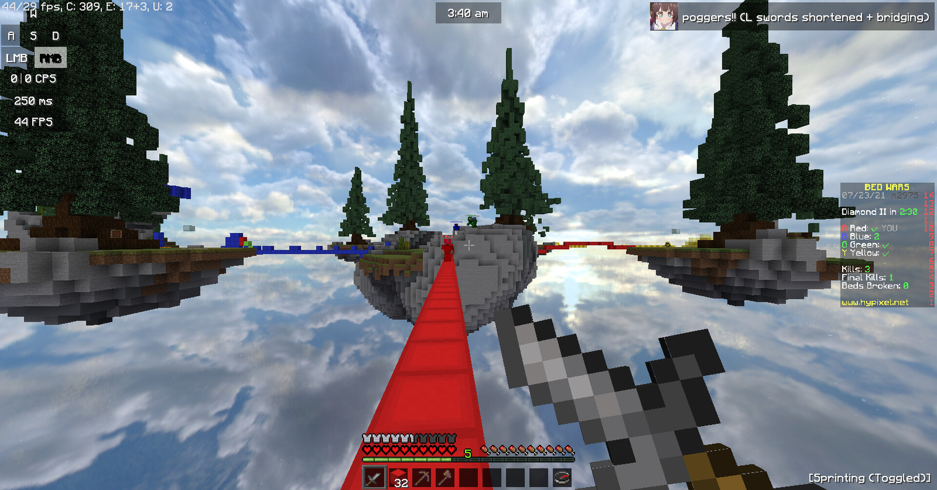 poggers!! (L swords shortened + bridging) [ PvP Texture Pack ] 16x16