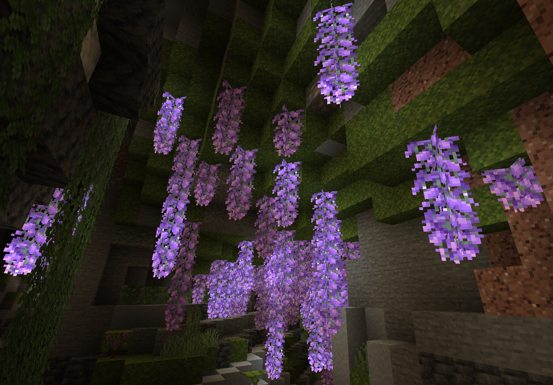 Glow Berry Vines to Wisteria! Minecraft Texture Pack