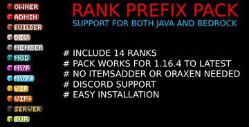 Rank Prefix Pack - Java And Geysermc Support (Download) Minecraft Texture Pack