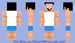 Strong happy man with a vest on Minecraft Skin