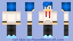 Cute Boy With Dark Blue Hair and White Jumper Minecraft Skin