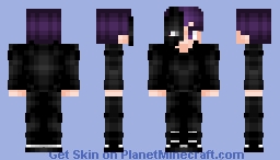 Black Armor Suit - Purple hair - Black Mask Minecraft Skin