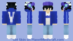 Exclusively for Chrome_Dragon06's valkyrie hat guy skin, have dark blue hoodie with light blue jeans and white shoes. Minecraft Skin