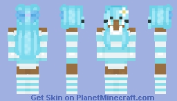 Girl in blue and white striped dress Minecraft Skin