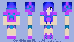 Cute Galaxy Magenta/Blue Creeper Girl Minecraft Skin