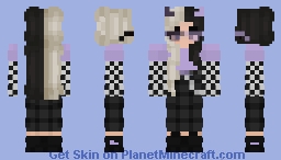E girl 🌹🖤 black white purple Minecraft Skin