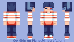 IamComic in a red striped shirt Minecraft Skin