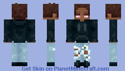 Black Hoodie and Ripped Jeans Minecraft Skin