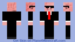 Pig in Black (with 3D glasses) Minecraft Skin