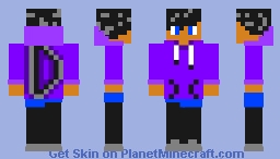 black hair purple hoodie skin Minecraft Skin