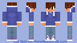 Dark blue hoodie boy dark brown hair Minecraft Skin