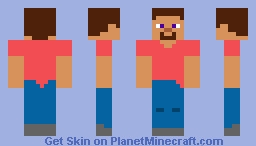Bare Bones steve with red shirt Minecraft Skin