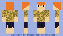 boy with tan shirt and ripped shorts Minecraft Skin