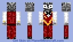 cobblestone man in red suit, Minecraft Skin
