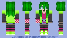 Green Hair scene girl Minecraft Skin