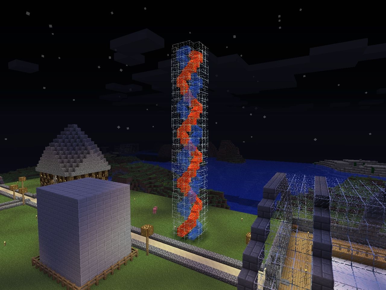 Spiral Tower of Lava And Water Minecraft Project