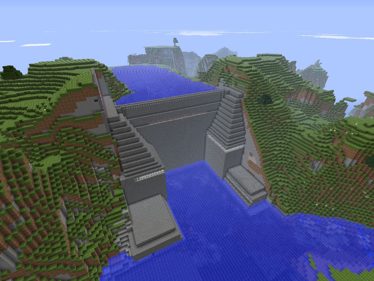 New dam!!! Uses redstone and pistons to power the on and off switch for water flow Minecraft Map