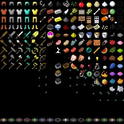 items.png - Swords and tools that look more impressive as they increase in quality, along with a few surprises...