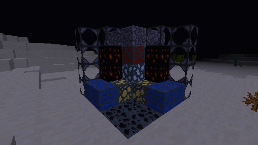 Ores,Glass, Cobblestone, and Obsidian.
