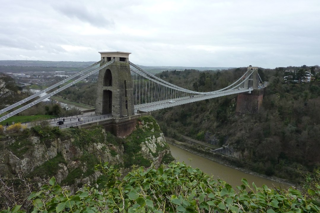 The real Clifton Suspension Bridge, spanning Avon Gorge between Bristol and Leigh Woods in the U.K.