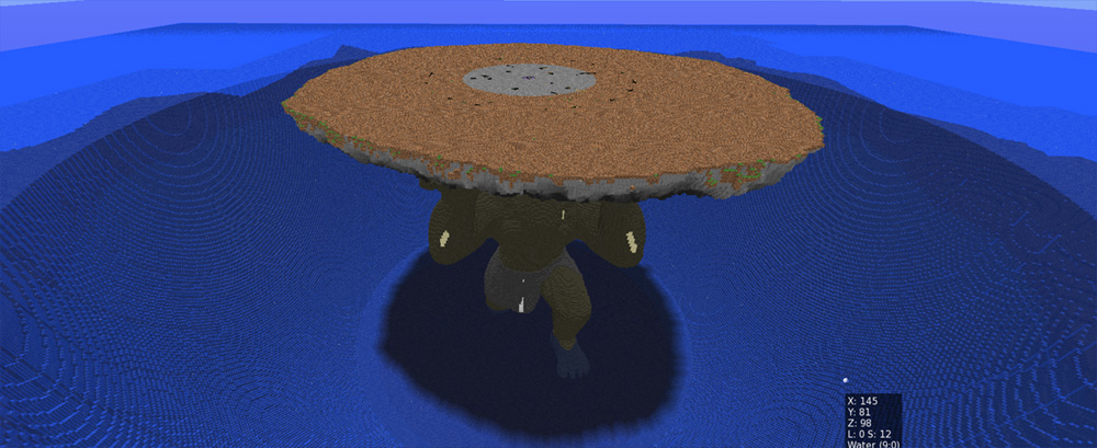 The titan hoisting his burden high, at a very early stage.