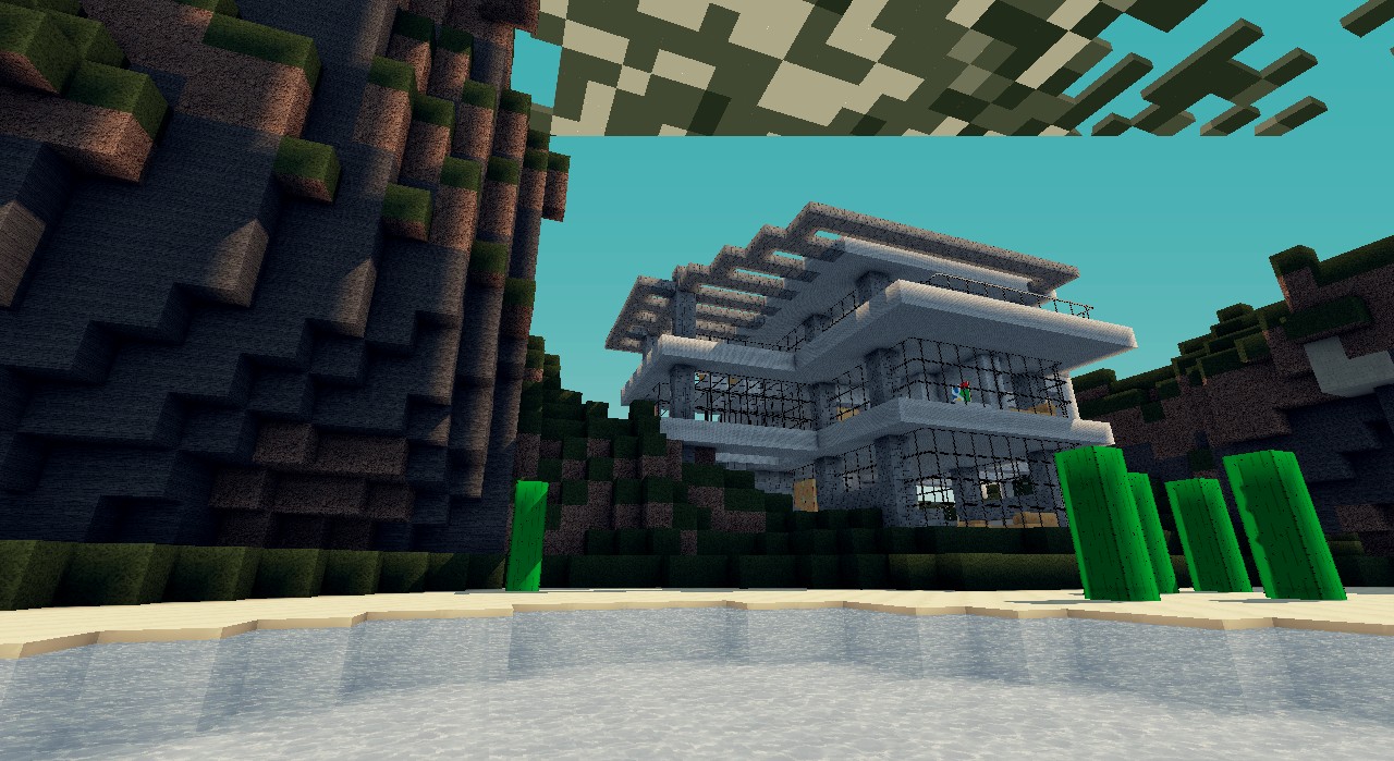 Modern hill mansion with guest house Minecraft Project