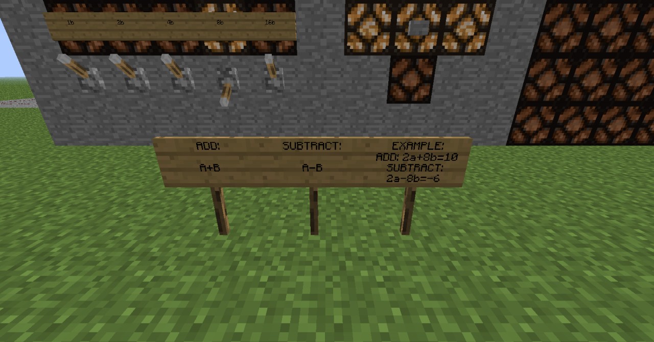 Calculator add and subtract minecraft map