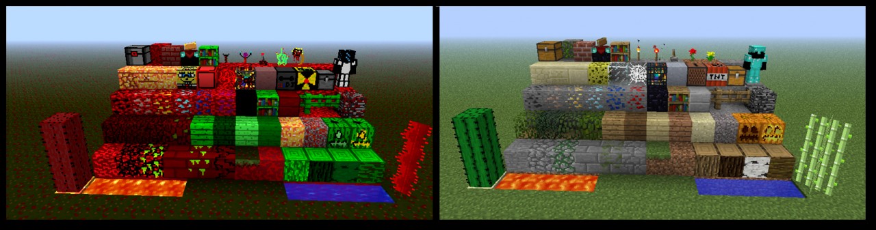 Left: Marscraft Right: Default Minecraft