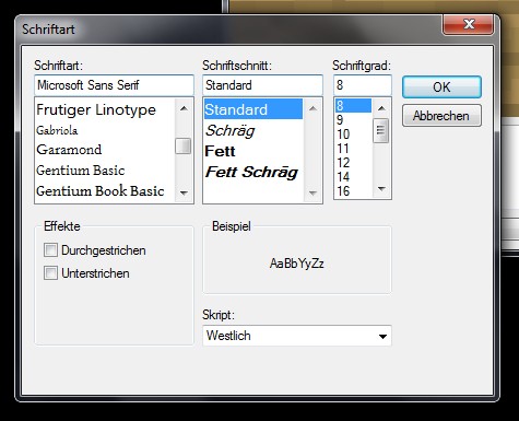 Font dialog