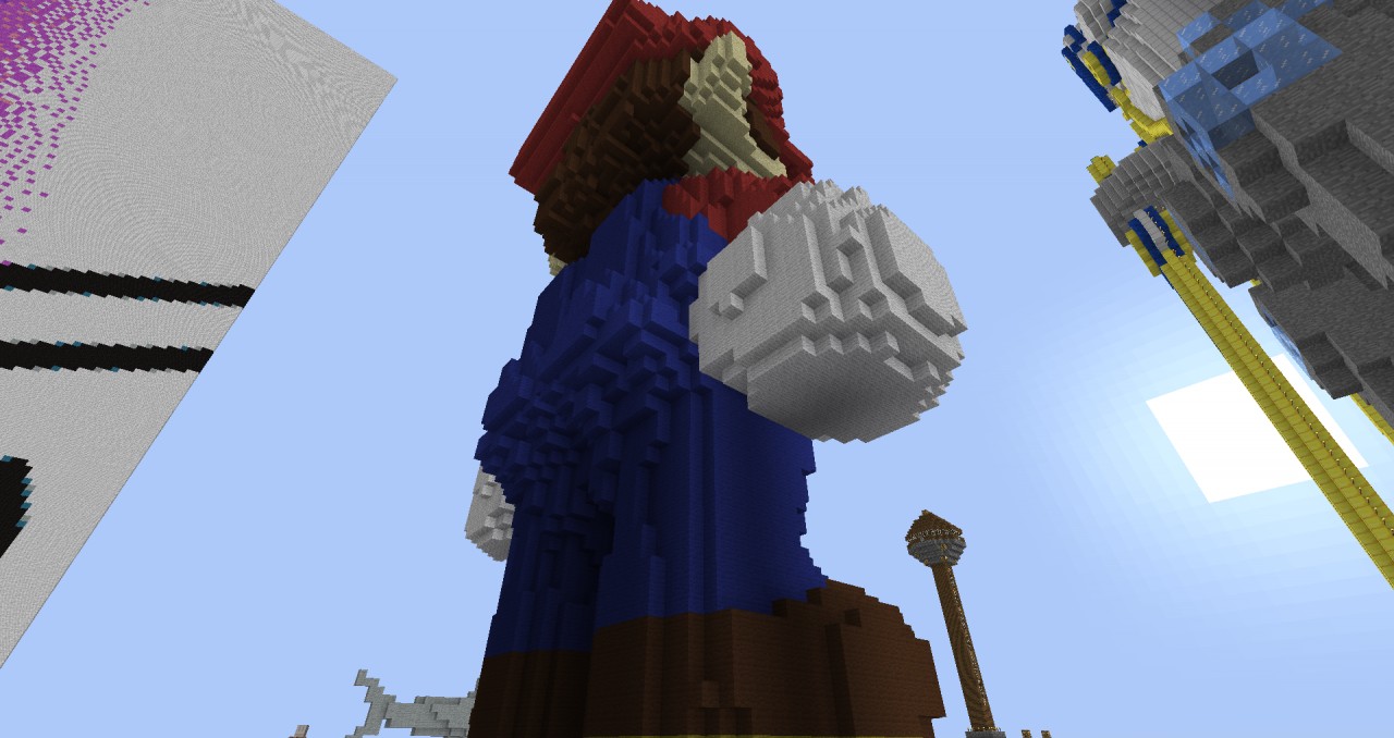 Giant Mario, Guardian Statue and Companion Cube Minecraft Project
